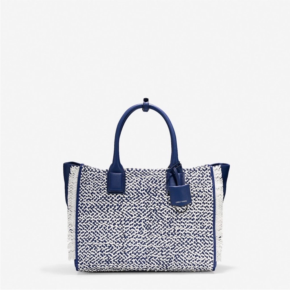 Cole Haan Blue and White Woven Tote